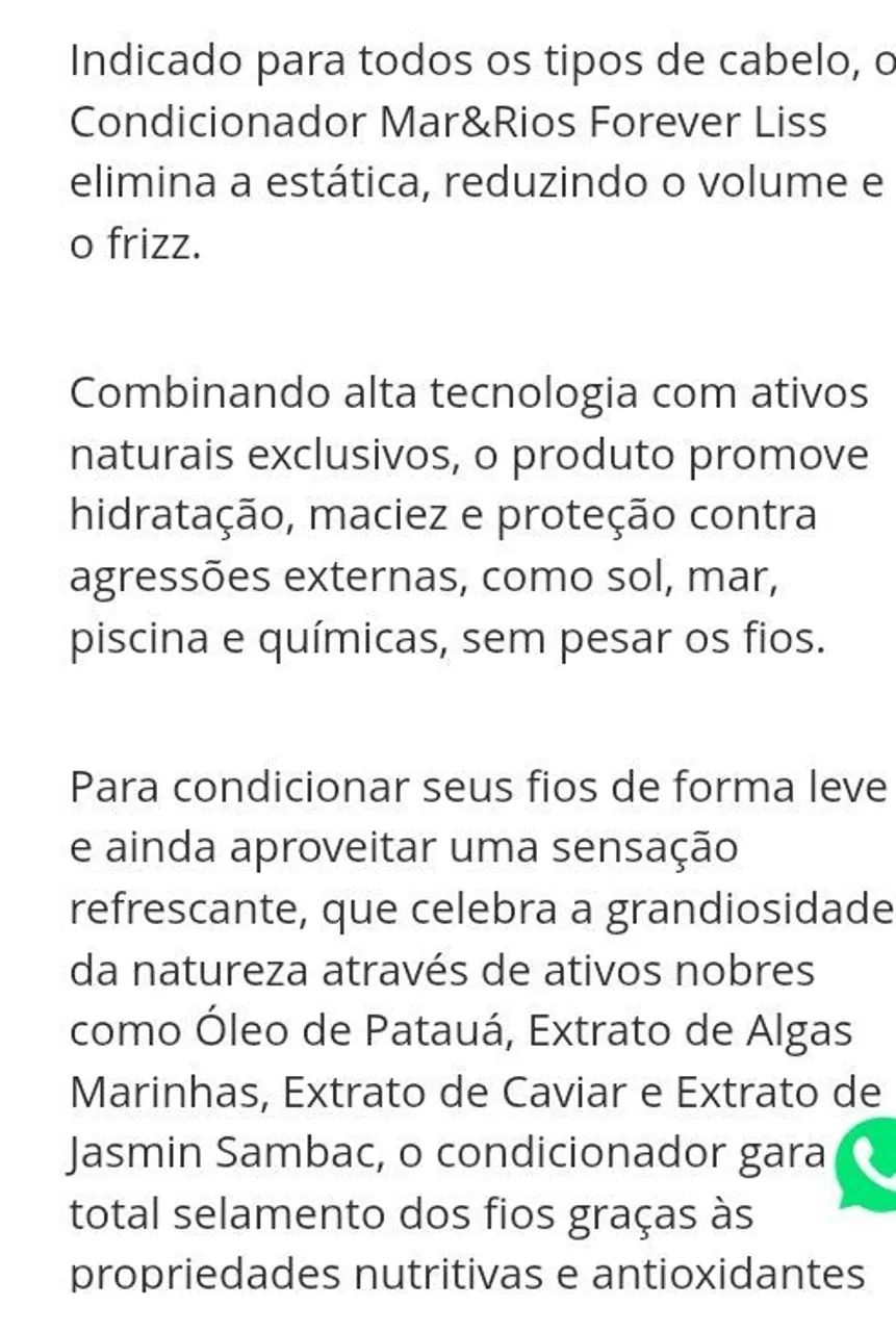 Condicionador mar &Rios 250gr( forever liss) - Foto 4