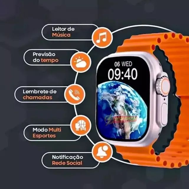 Smartwatch S100 Película, com 7 Pulseiras / ultra 9 - Foto 3