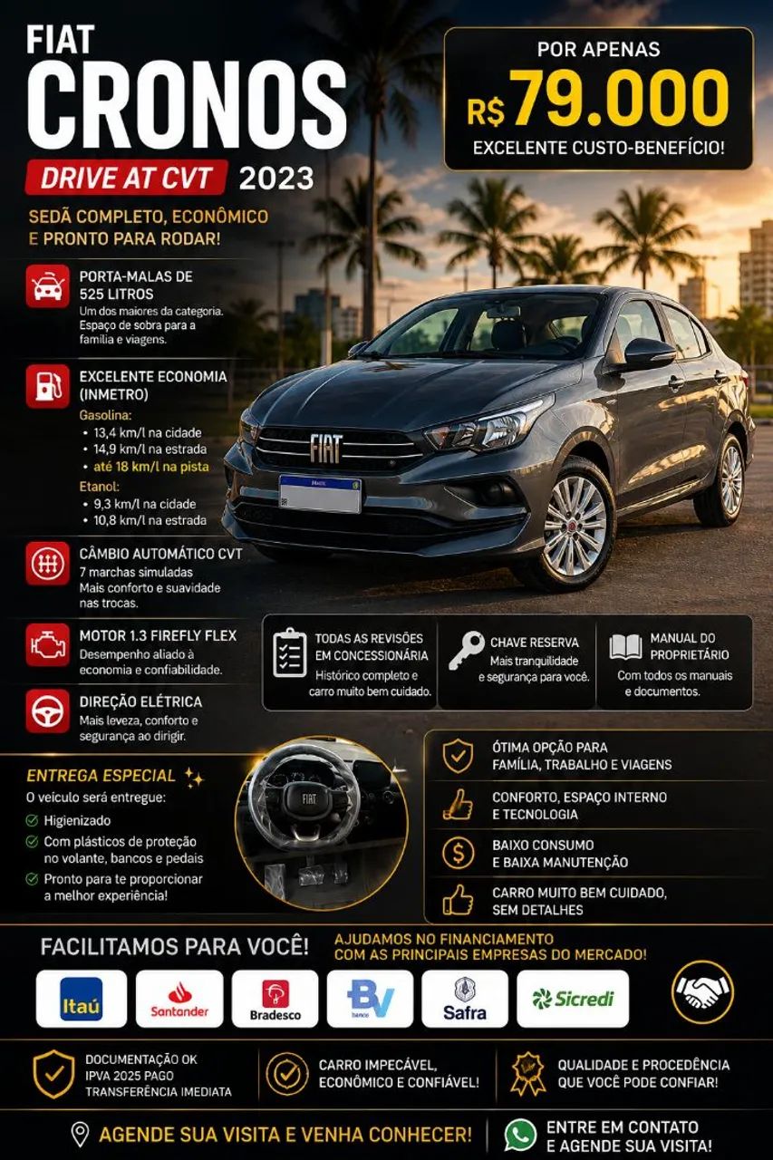 Fiat Cronos Drive 1.3 8V Flex Aut. 2023 - Foto 2