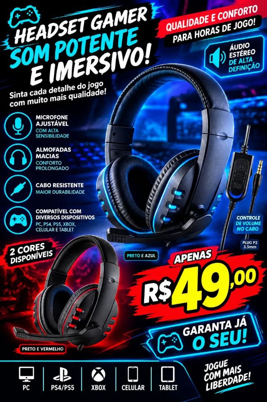 Fone de ouvido Gaming headset 