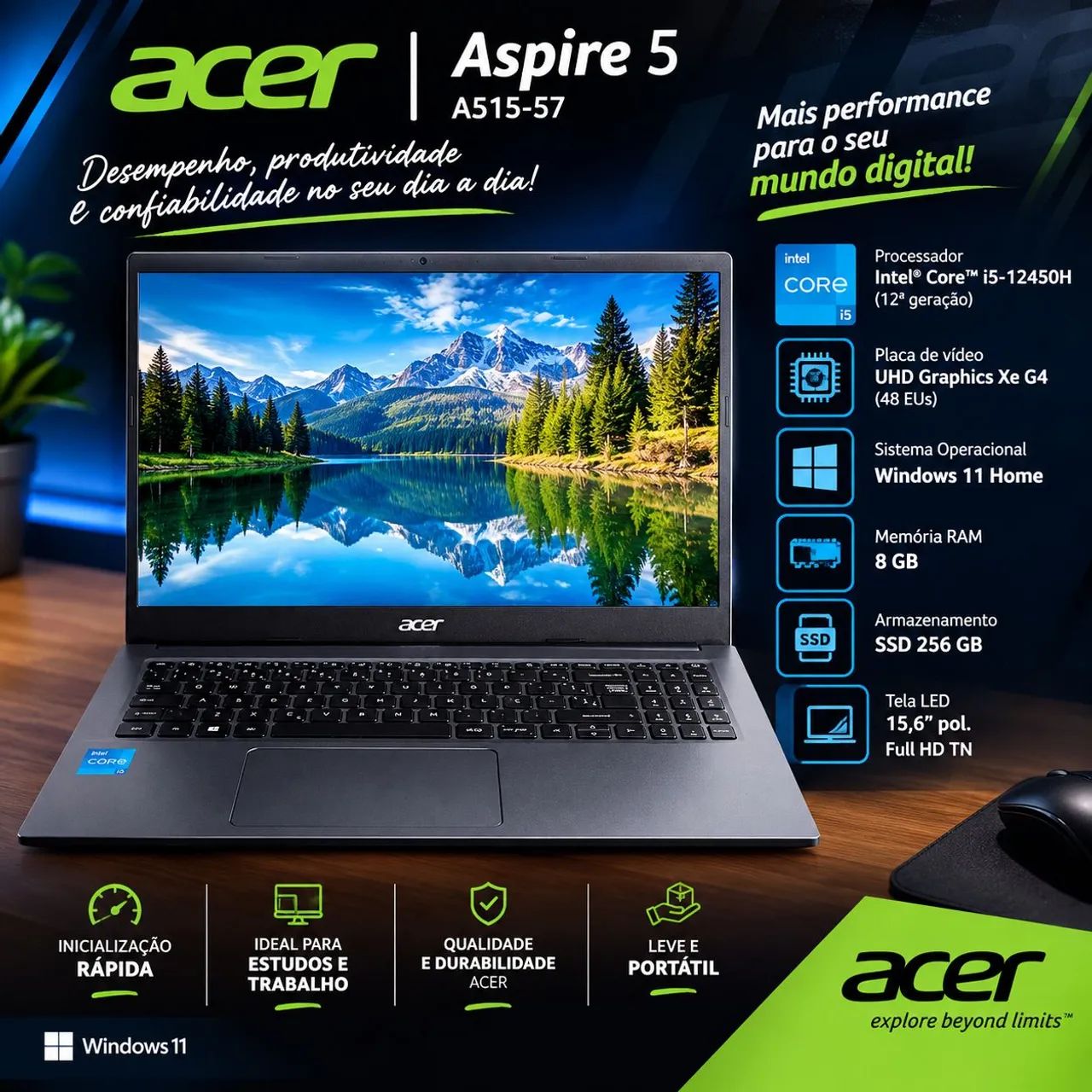 Notebook Acer Semi-novo super rápido !!! - Foto 3