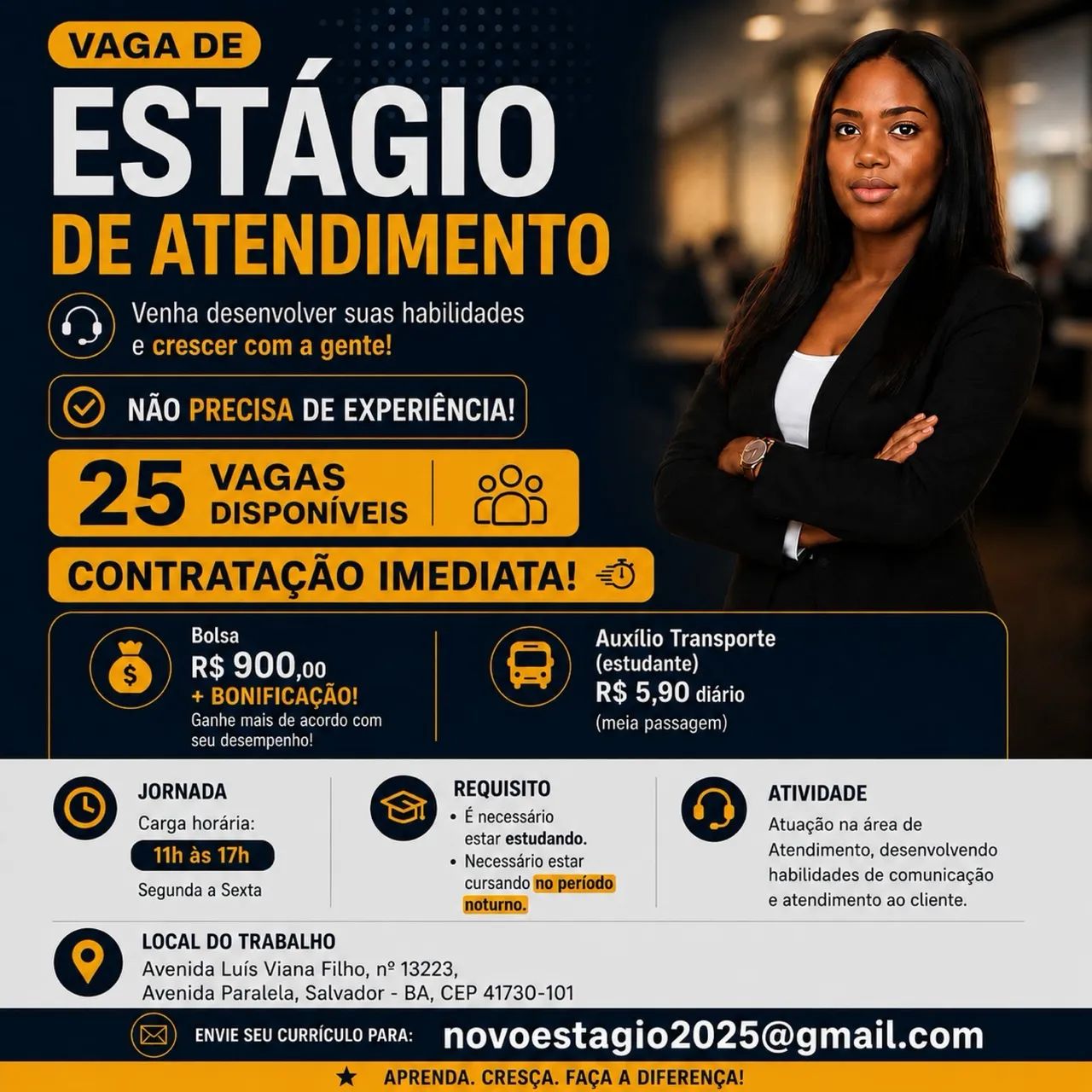 Estágio de Atendimento- Bolsa 900,00