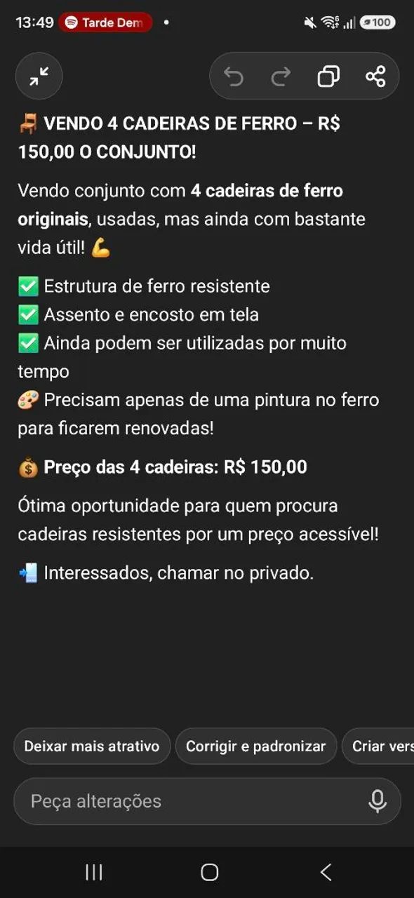 Vendo cadeiras de jardim 