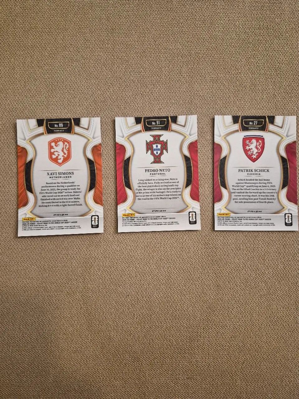 3 Cards Panini Select Road To FIFA World Cup 2026 - Orange Mojo