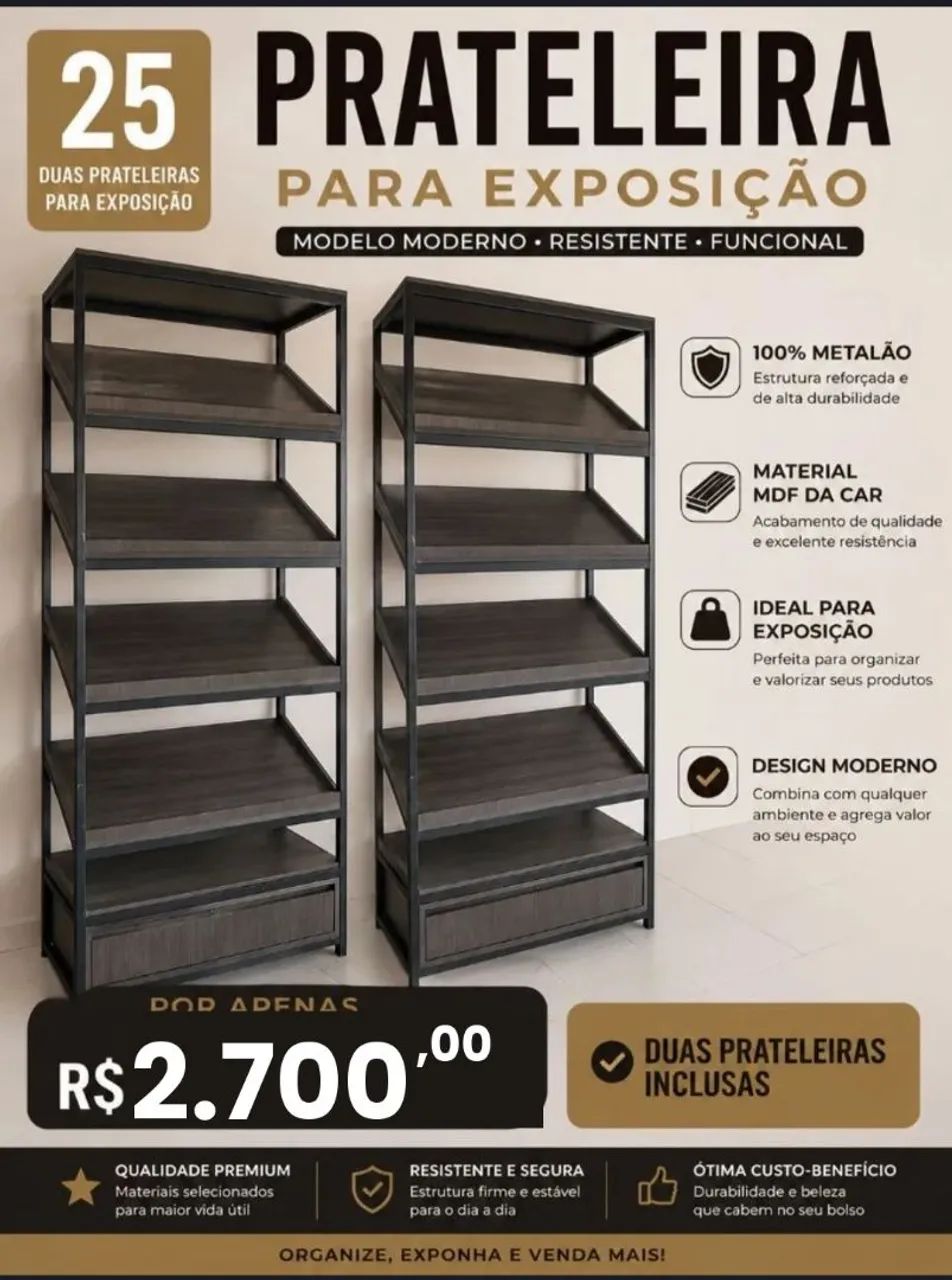 Prateleiras para Exposição em Metalon e MDF - Foto 4