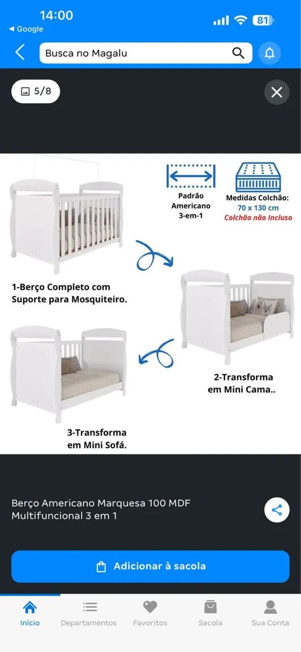 Berço padrão americano sem rodinha  - Foto 2