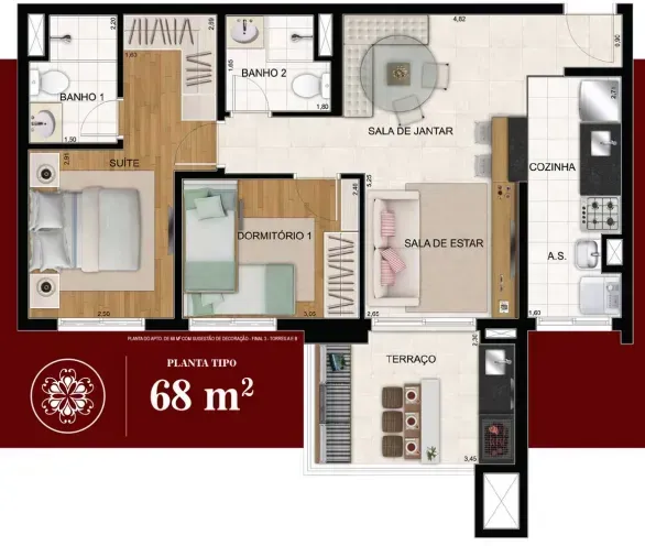 PLANTA 68m²