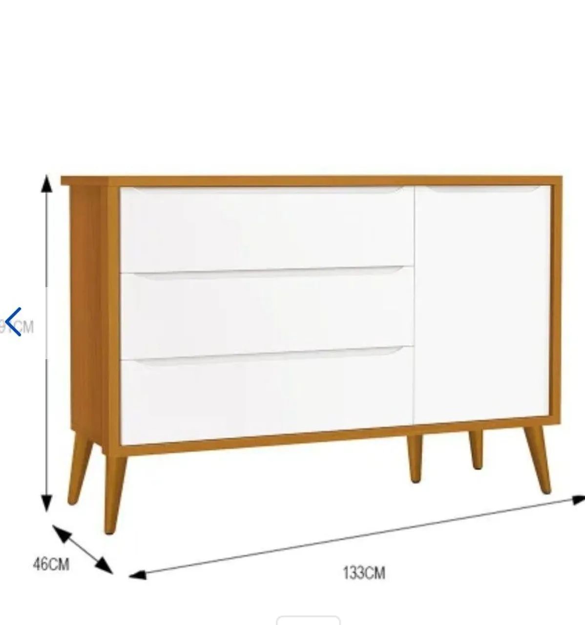 Dormitório infantil Theo retrô 3 portas, cômoda 1 porta, berço branco savana  - Foto 3