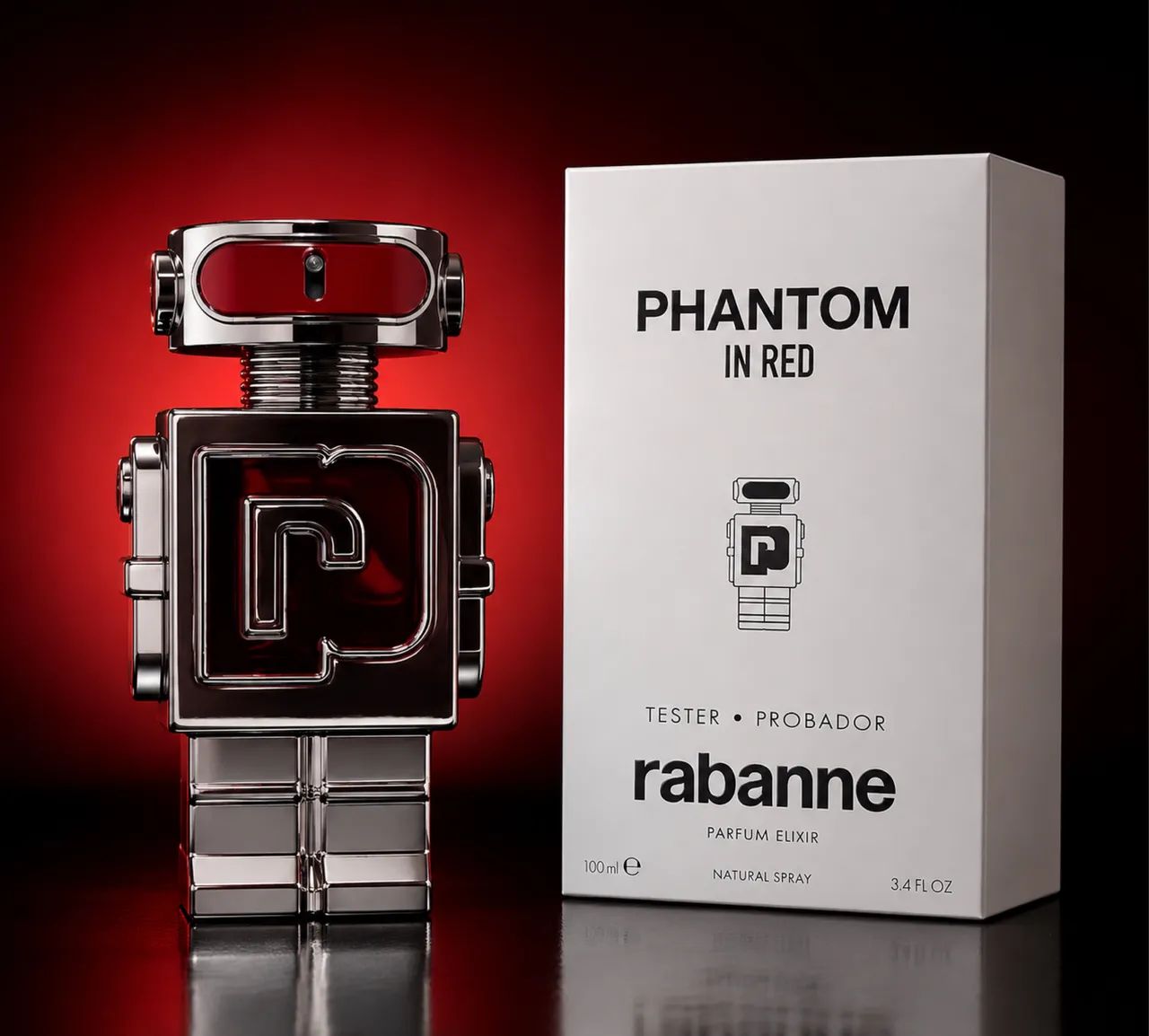 Tester Paco Rabanne Phantom In Red Parfum Elixir 100ml Masculino - Foto 2