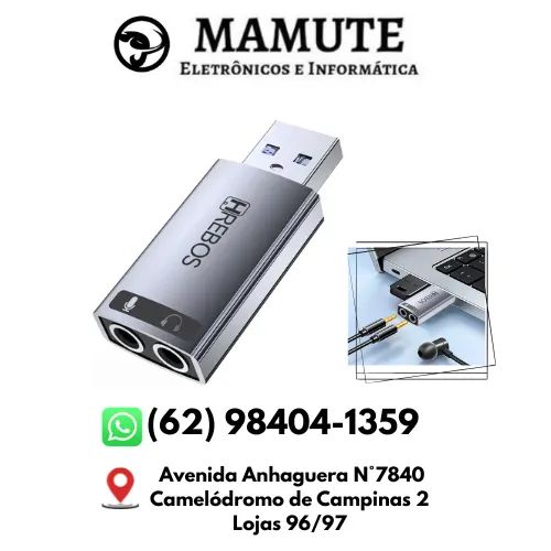 Placa De Som Usb P2 Estéreo Fone Microfone Pc Ps4 Ps5 Note
