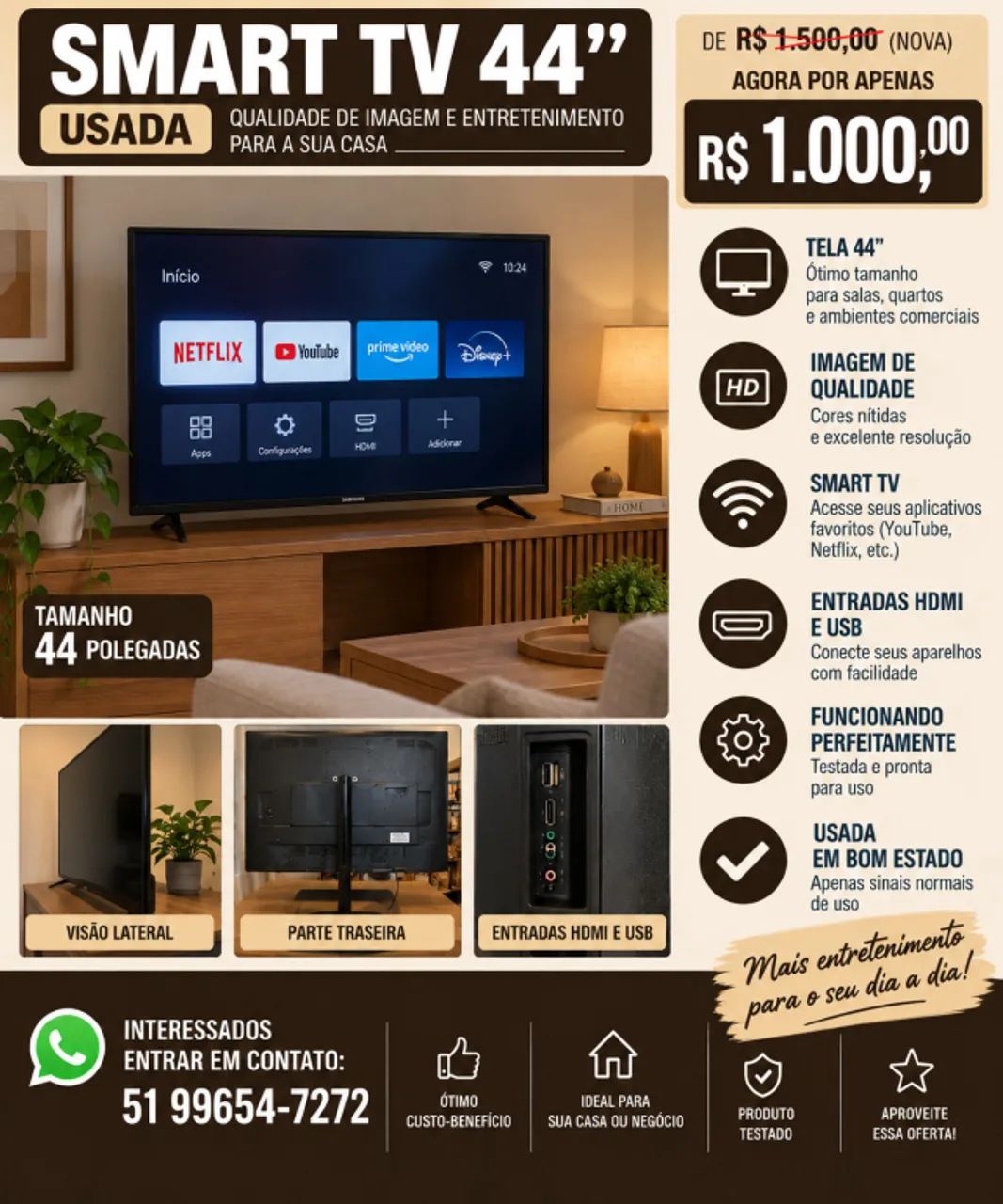 Smart TV 44 Polegadas