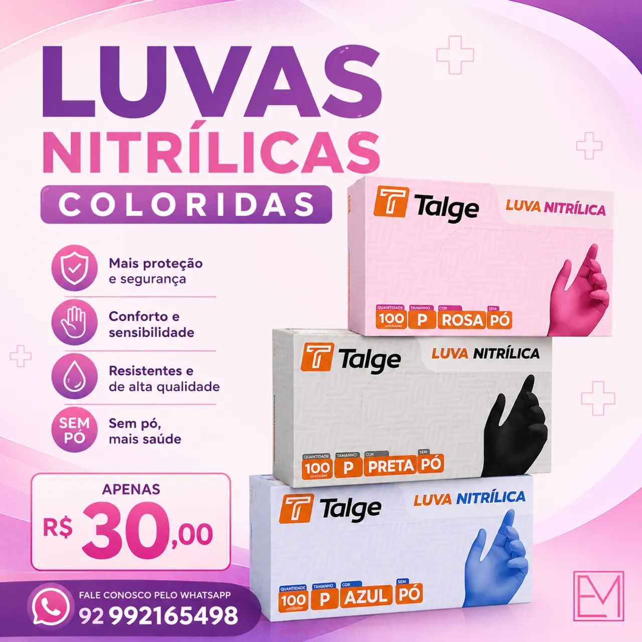 Luvas Descartáveis Coloridas 