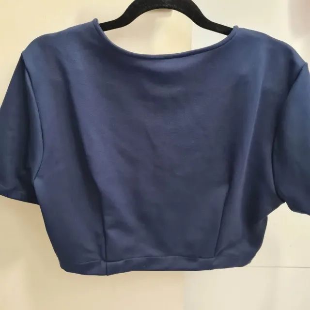 Blusa cropped marca Mayfair nova azul marinho G - Foto 3