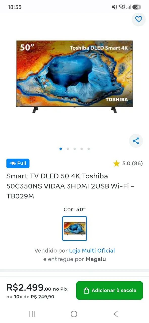 Smart TV 50 polegadas Toshiba 4k Nova, lacrada e nota fiscal - Foto 2