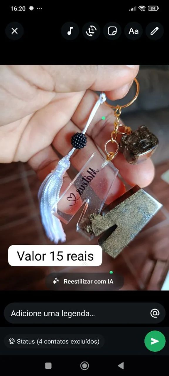 Chaveiros eternizaçao peçonalizados feito a mão com d coração 