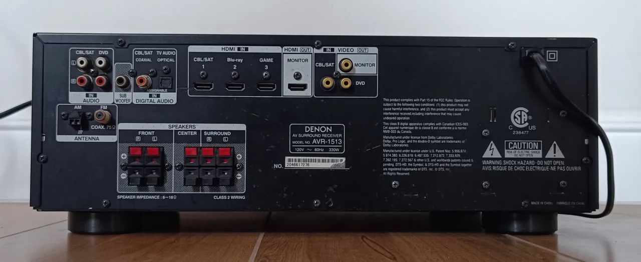 Receiver DENON AVR 1513 com controle. - Foto 3