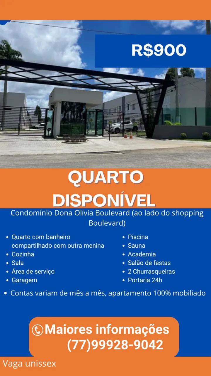 Quarto mobiliado Candeias