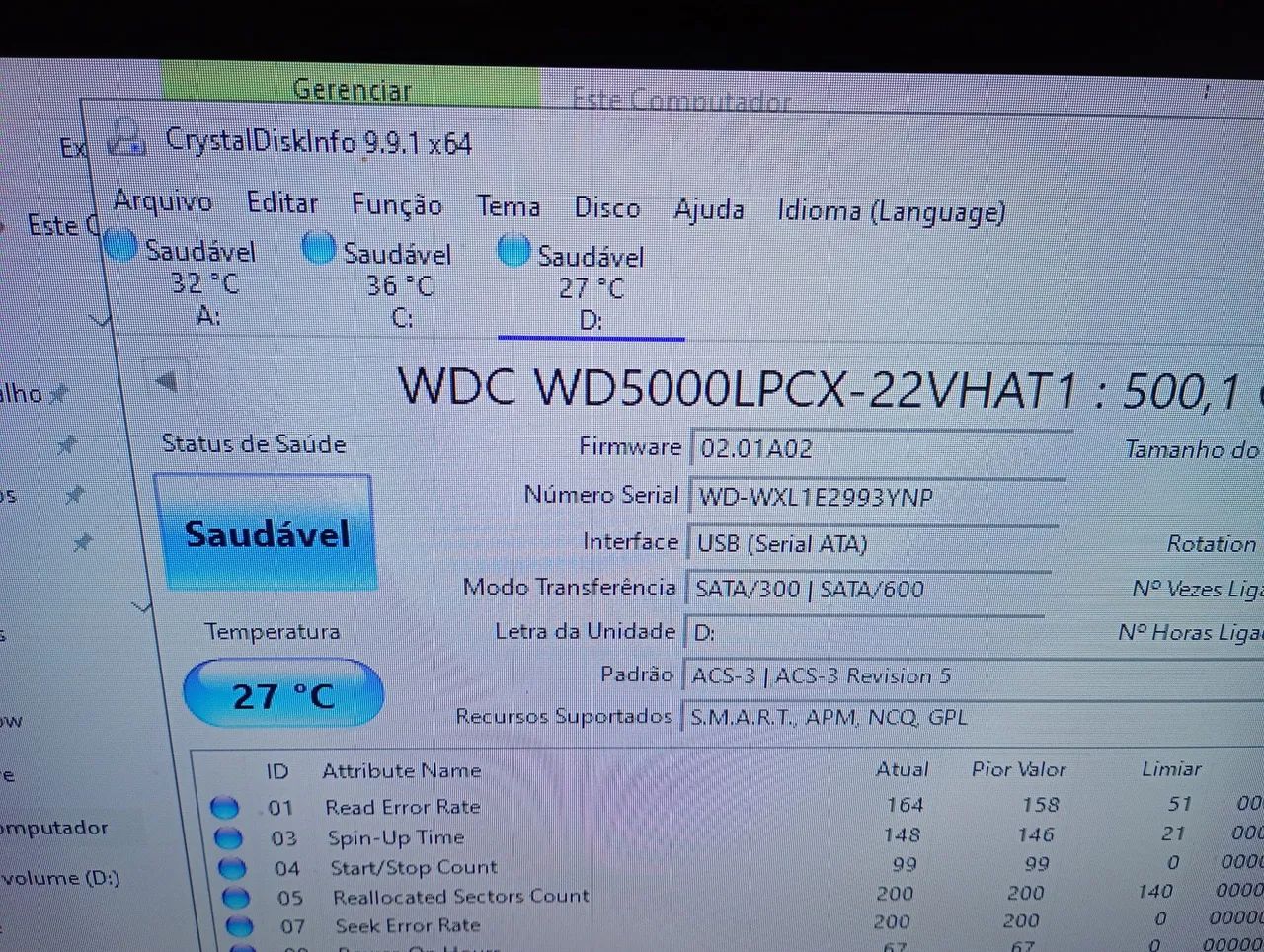 HD de notebook 500gbs<br><br>100% saudável