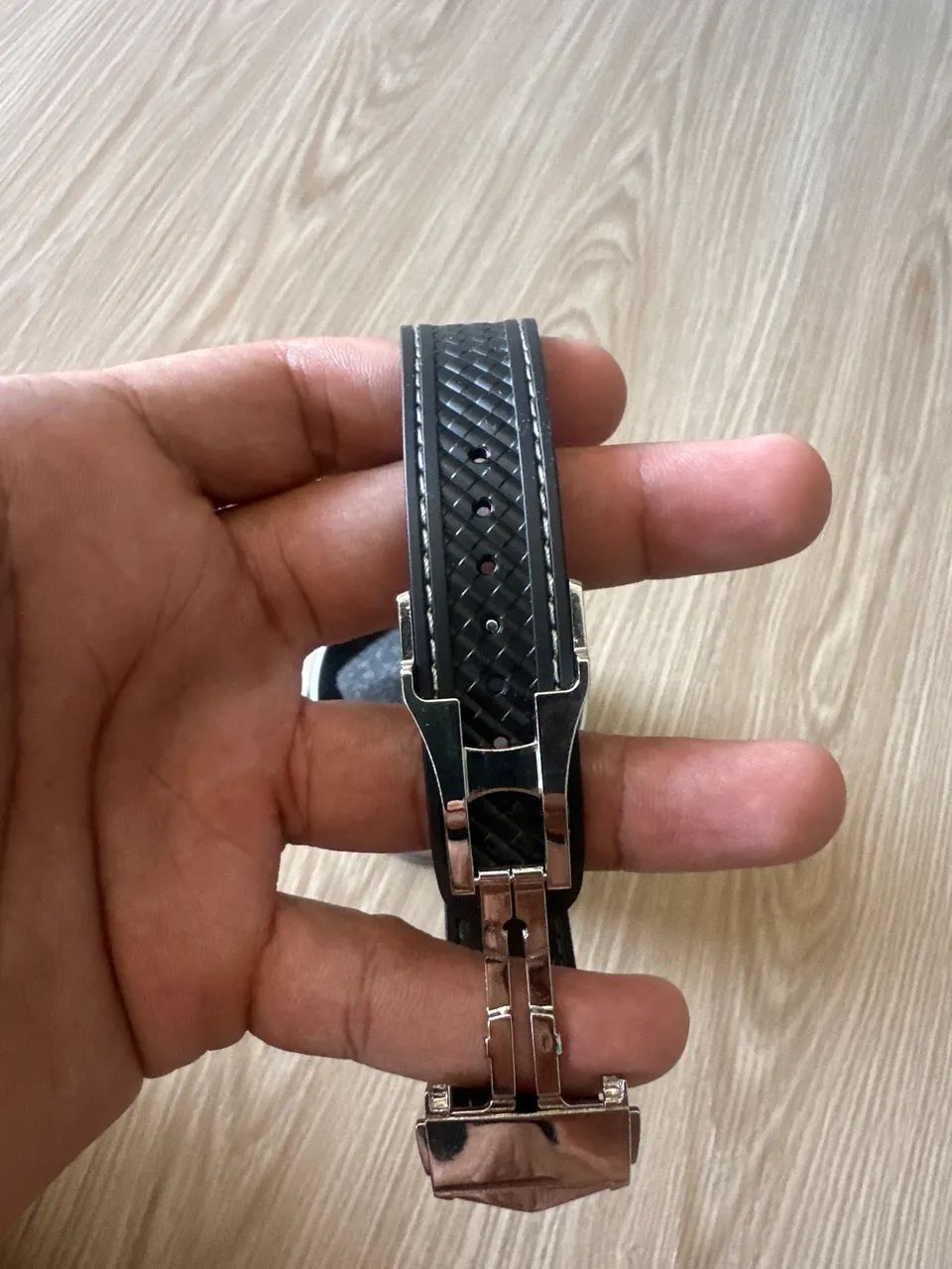 Relógio masculino Automático | Pulseira Borracha Preto/Prata - Foto 4