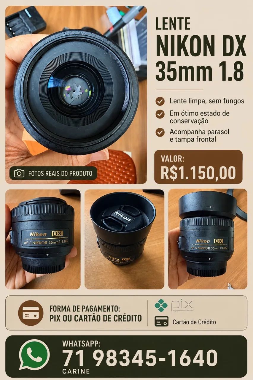 Lente Nikon 35mm - Acessórios para Câmeras e Filmadoras