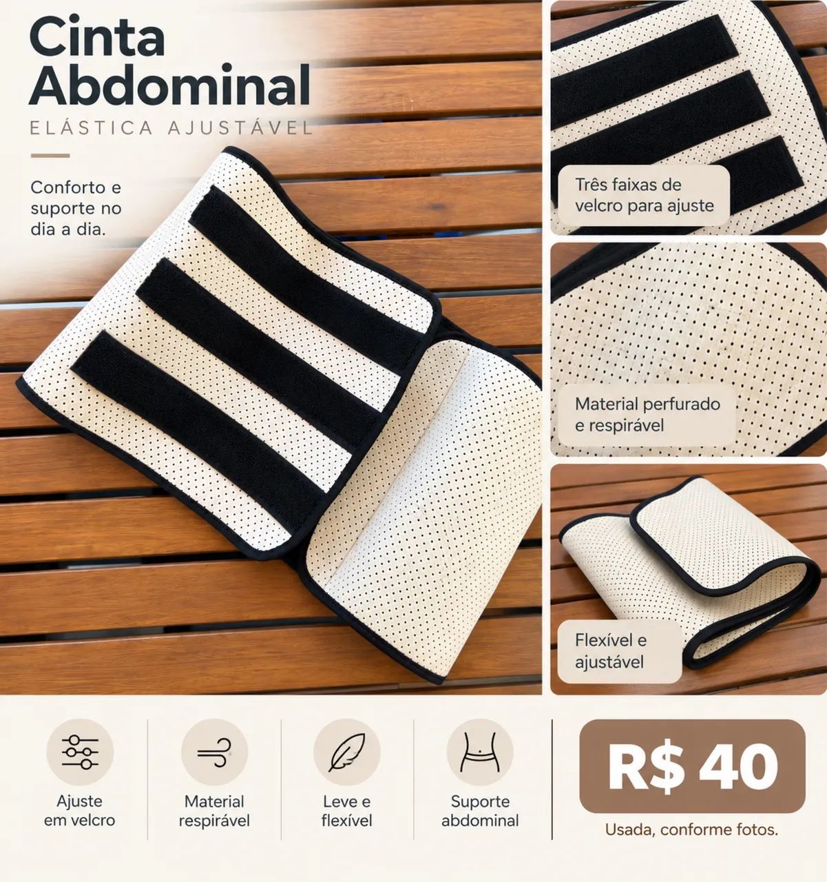 Cinta Abdominal Elástica Ajustável