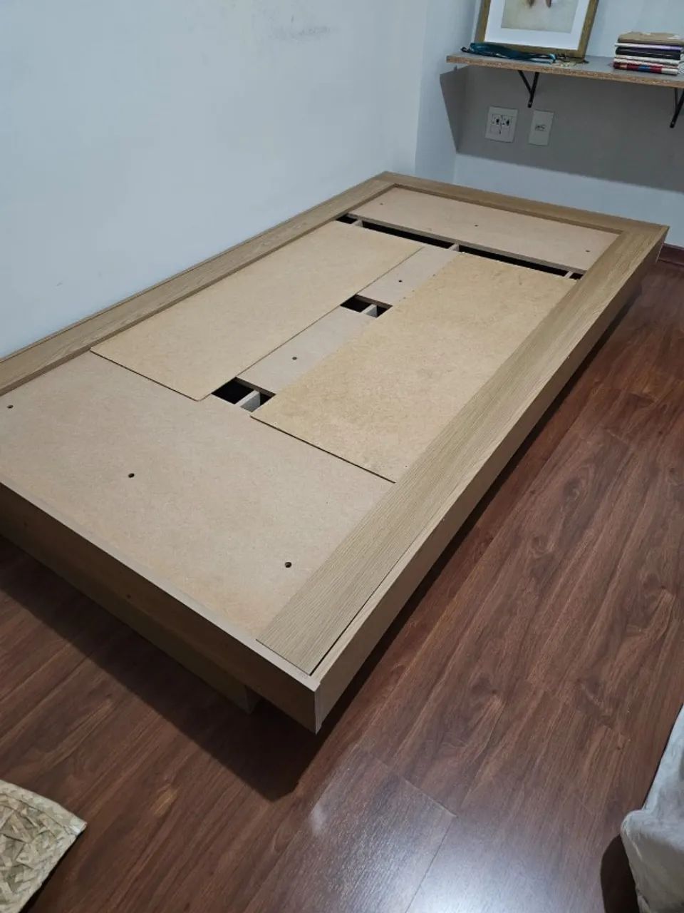 Cama solteiro MDF carvalho - Foto 3