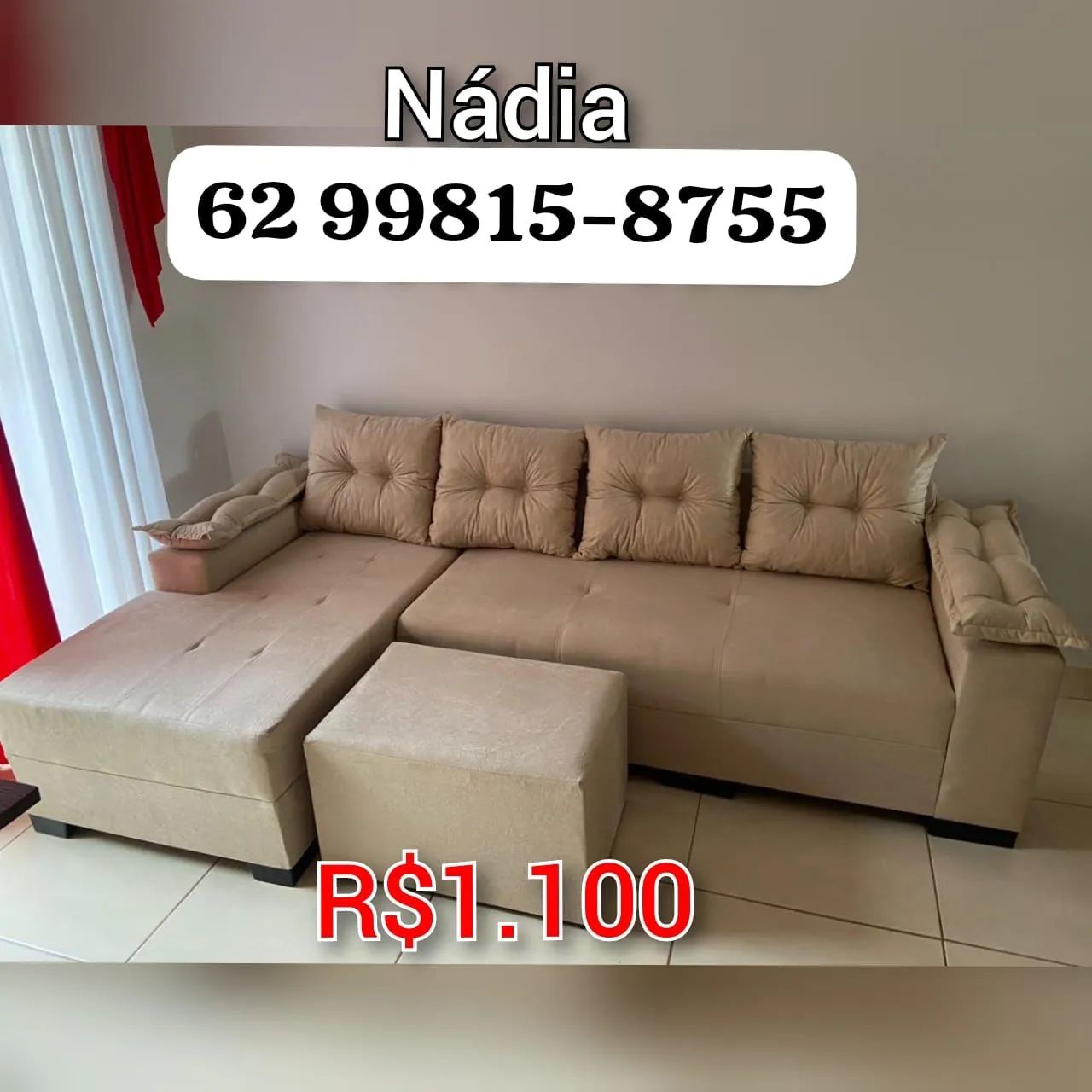 Sofá 2.40x1.40 modelo com chaise fixo 