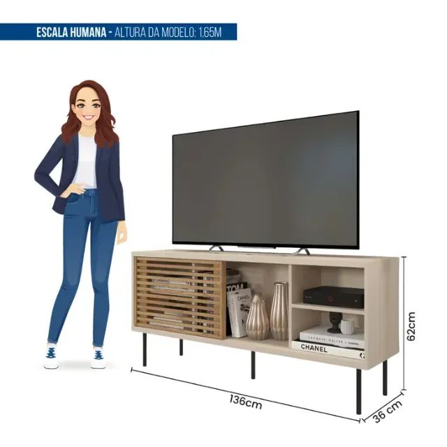 Rack bancada para TV 1,36m NOVA NA CAIXA DESMONTADA - Foto 2
