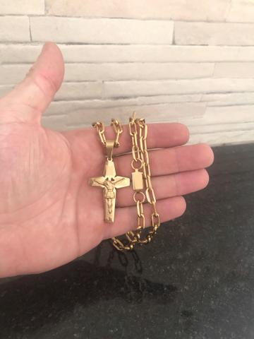 Corrente elo grosso com pingente Cruz - Foto 3