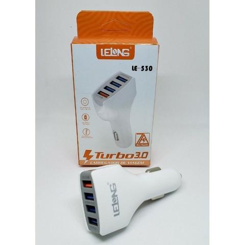 Carregador veicular turbo com 4 entradas usb
