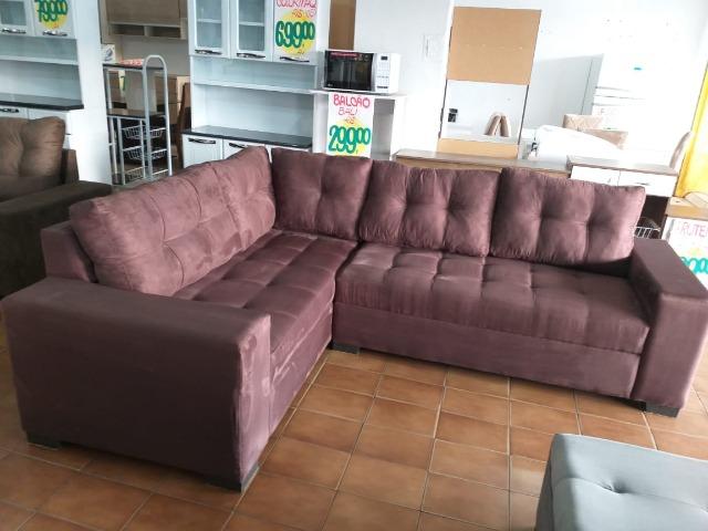 Sofa de canto super espaçoso 2.60x2.00 puff incluso/ 1299 nos cartoes