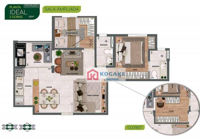 Apartamento com 2 dormitórios à venda, 65 m² por R$ 306.458 - Parque Industrial - São José - Foto 3