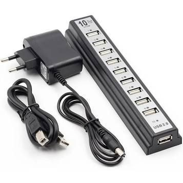 Hub USB 2.0 com 10 portas+ fonte