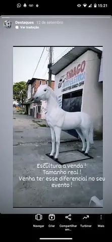 Cavalo em Fibra de Vidro Tamanho Real.