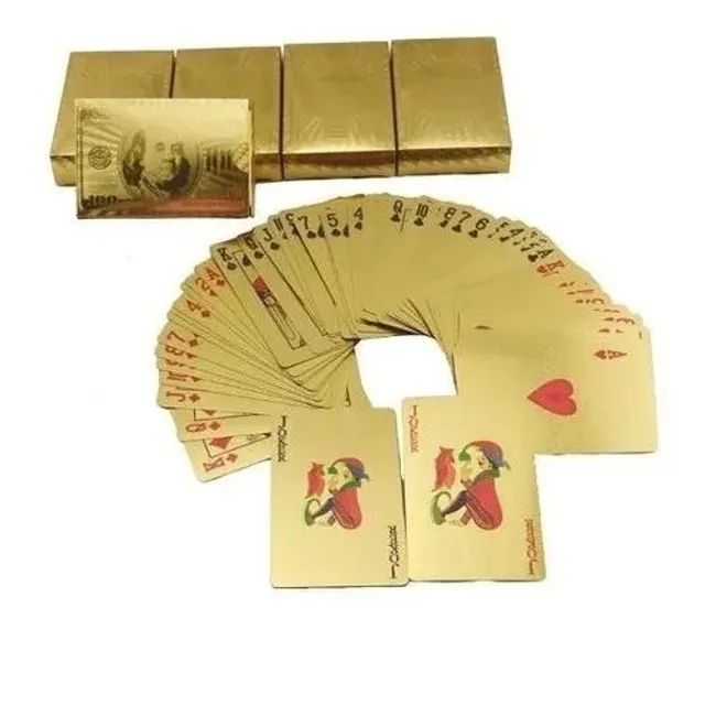 Baralho Dourado Ouro 24k Folheado Poker Truco Cartas aprova d'água