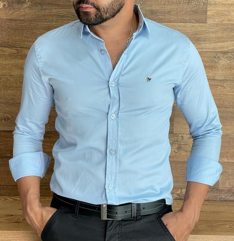 Camisas no Algodão Acetinada Slim - Foto 2