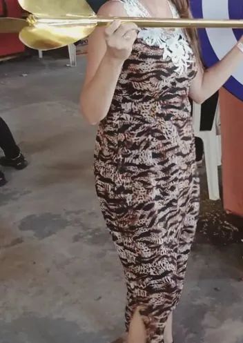 Promoção Vestido com estampa de onça 