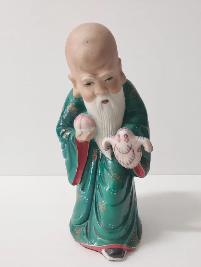 Sábio Chinês, porcelana chinesa verde (Raridade Anos 70)