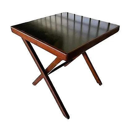 Mesa dita de jogo ou copa quadrada de madeira de lei laqueada de abrir e fechar *Descrição