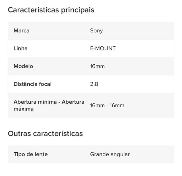 Lente Sony 16mm 2.8 - Foto 4