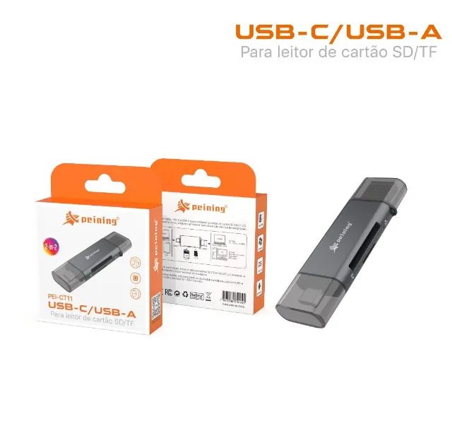 Adaptador USB-C/USB-A Para Leitor De Cartão SD/TF PEI-CT11 - Foto 2