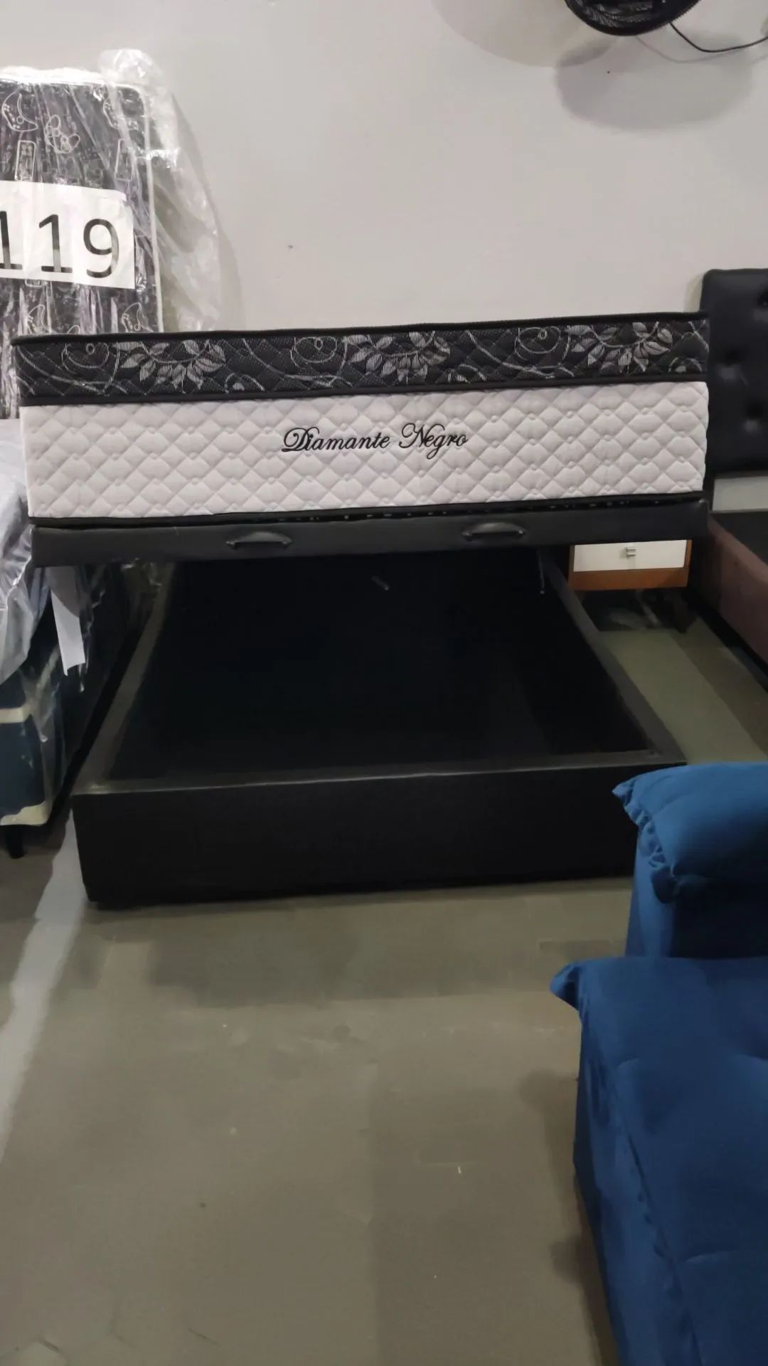 Cama Box com Baú casal + Colchão Molas ensacadasDiamante Negro 36 cm total  78 cm 