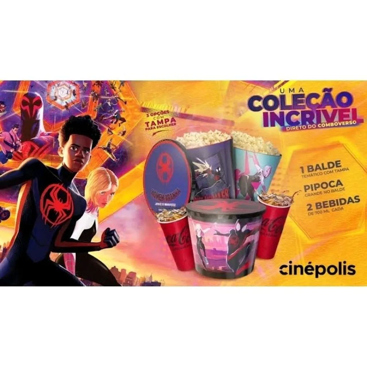 Balde Homem Aranha Aranhaverso Cinepolis Marvel Gwen Miles Morales Nerd Geek - Foto 4