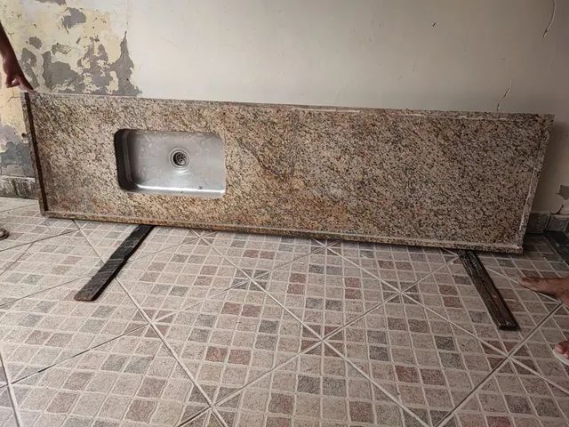 Bancada Granito + Cuba em INOX + VÁLVULA