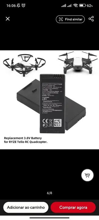 Bateria para Drone 7.4V 1100mAh - 2 Peças - Foto 2