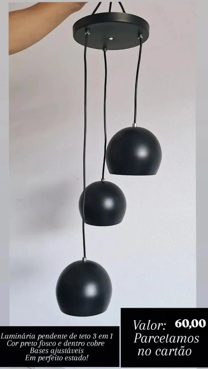 Luminária Pendente de Teto 3 em 1 - Moderna!