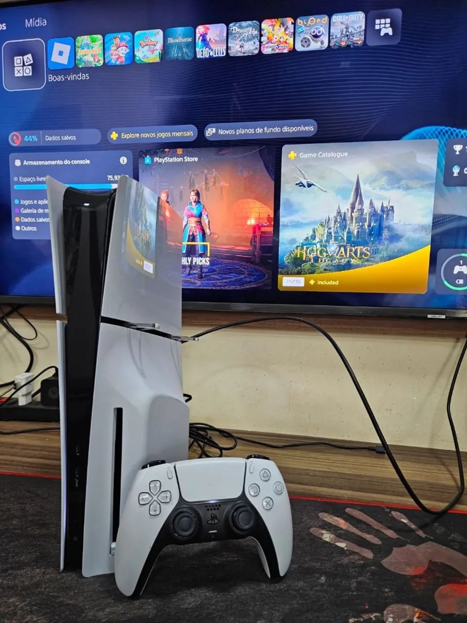 Ps5 slim com leitor disco ssd 1tb  1 controle - Foto 2