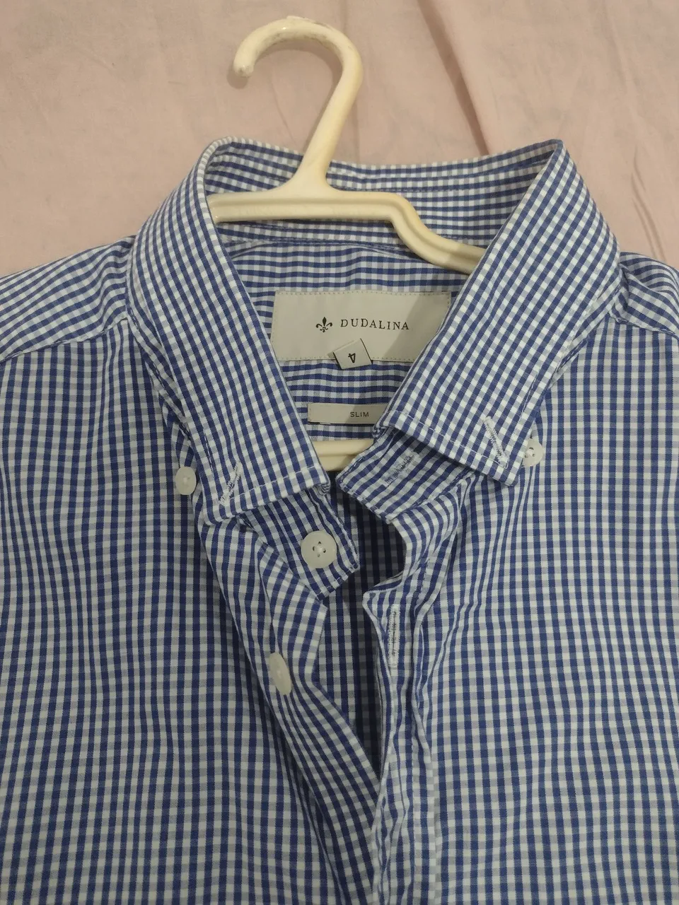 Camisa Dudulina Slim Gingham Azul e Branca