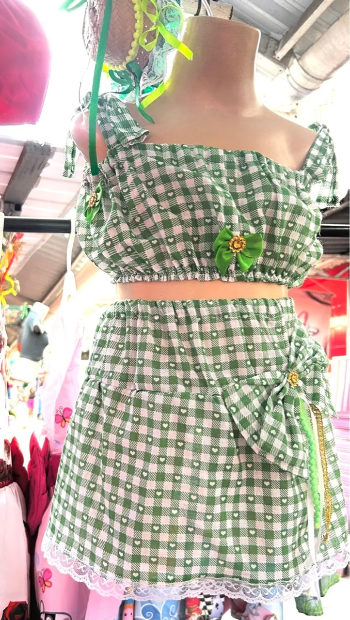 Conjunto São João Xadrez Verde