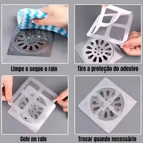 Filtro Adesivo Descartável Ralo De Pia e Banheiro Kit Com 50 unidades - Foto 3